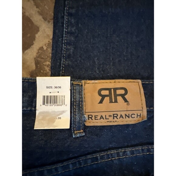 Real Ranch Wear Premium Mens Dark Wash 36/ 36 Blue Jeans NWT Fits Over Boots - Picture 6 of 8